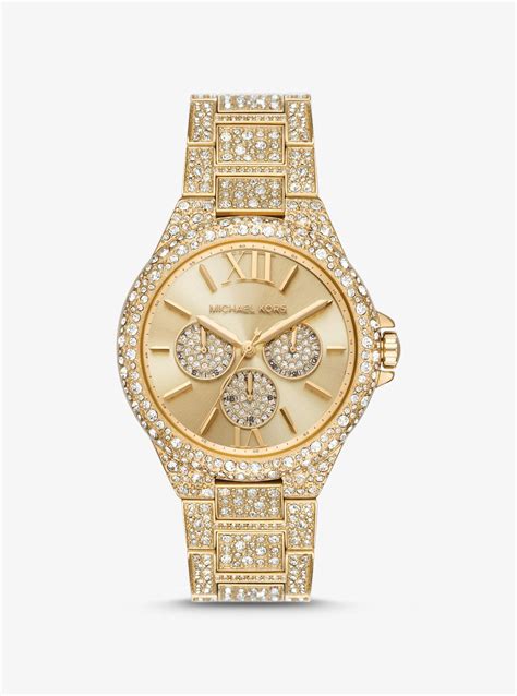 michael kors camille uhr schwarz|Oversized Camille Pavé Gold.